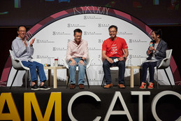 Panel speakers of the opening plenary: (left to right) Mr Antony Leung (梁錦松) , CEO, Nan Fung Group; Mr Leong Cheung (張亮), Executive Director, Charities and Community, The Hong Kong Jockey Club; Mr Jason Chiu (趙子翹), CEO, The Cherrypicks; and moderator Professor Bernadette Tsui.